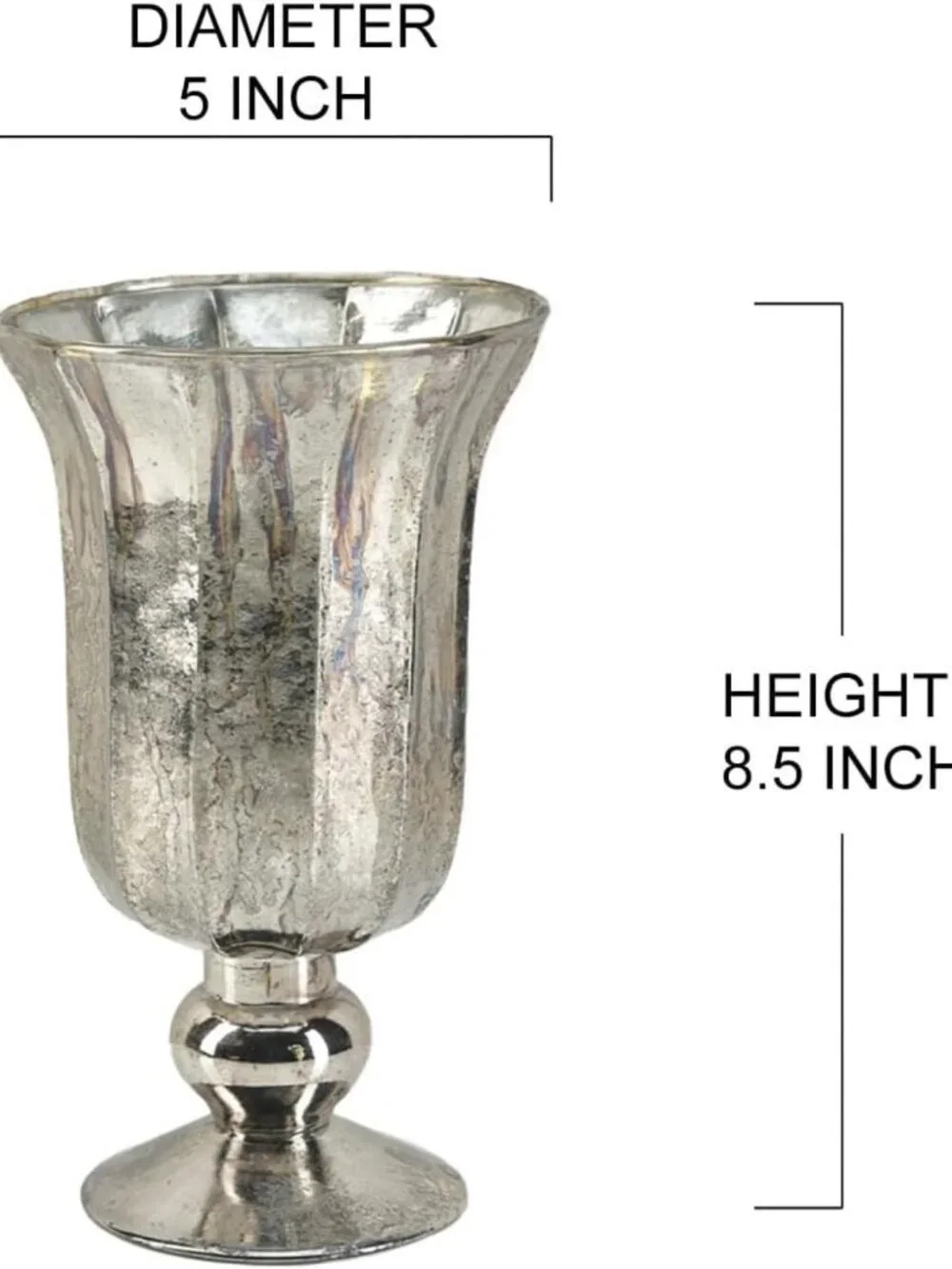 Vintage Mercury Glass Flower Vase - Antique Platinum Urn for Weddings & Decor